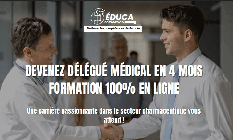 DEVENEZ DÉLÉGUÉ MÉDICAL EN 4 MOIS FORMATION 100% EN LIGNE